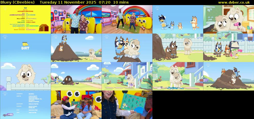 Bluey (CBeebies) Tuesday 11 November 2025 07:20 - 07:30