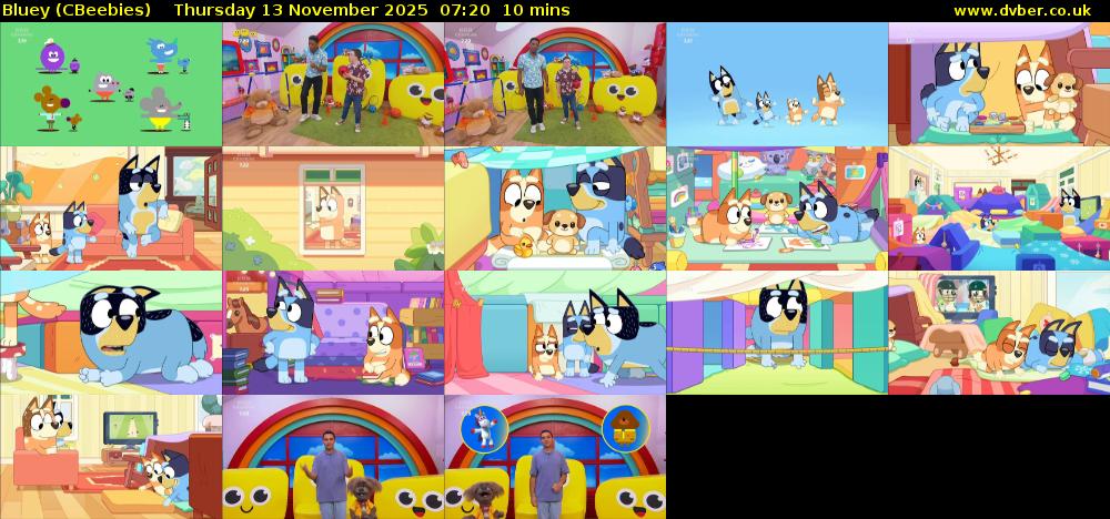 Bluey (CBeebies) Thursday 13 November 2025 07:20 - 07:30
