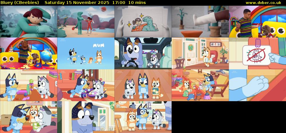 Bluey (CBeebies) Saturday 15 November 2025 17:00 - 17:10