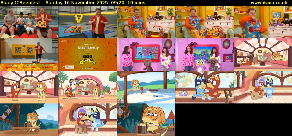 Bluey (CBeebies) Sunday 16 November 2025 09:20 - 09:30