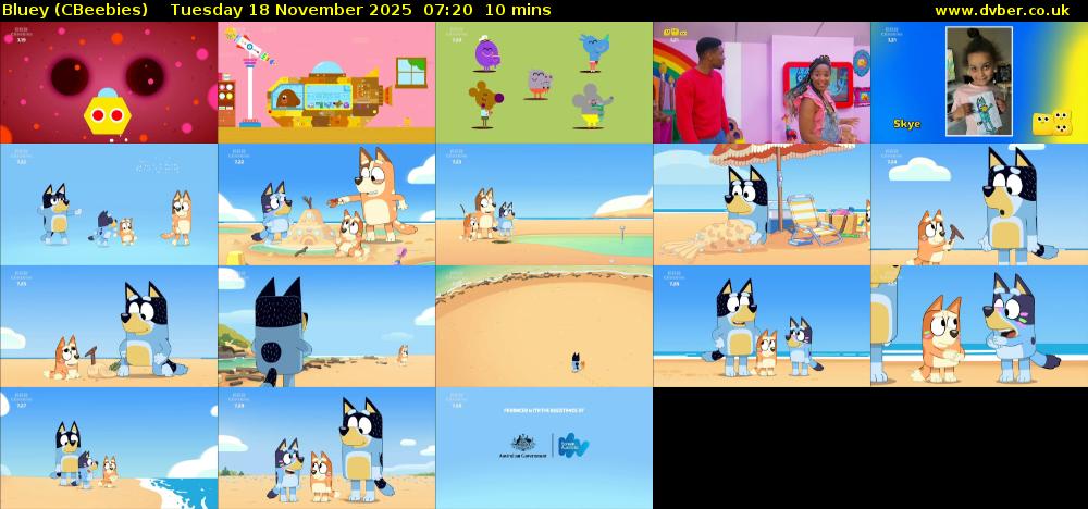 Bluey (CBeebies) Tuesday 18 November 2025 07:20 - 07:30