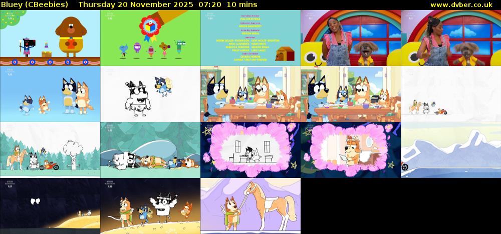 Bluey (CBeebies) Thursday 20 November 2025 07:20 - 07:30