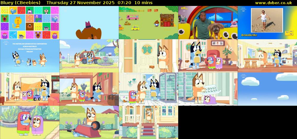 Bluey (CBeebies) Thursday 27 November 2025 07:20 - 07:30