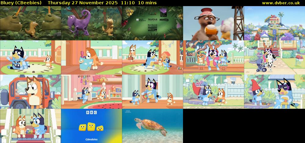 Bluey (CBeebies) Thursday 27 November 2025 11:10 - 11:20