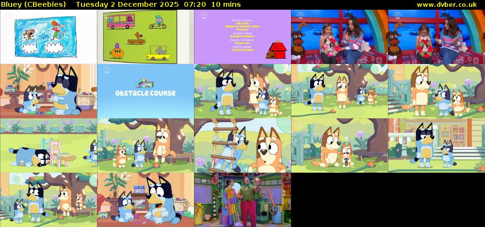 Bluey (CBeebies) Tuesday 2 December 2025 07:20 - 07:30