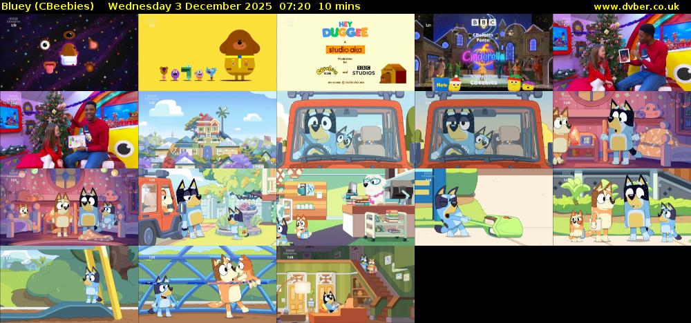Bluey (CBeebies) Wednesday 3 December 2025 07:20 - 07:30