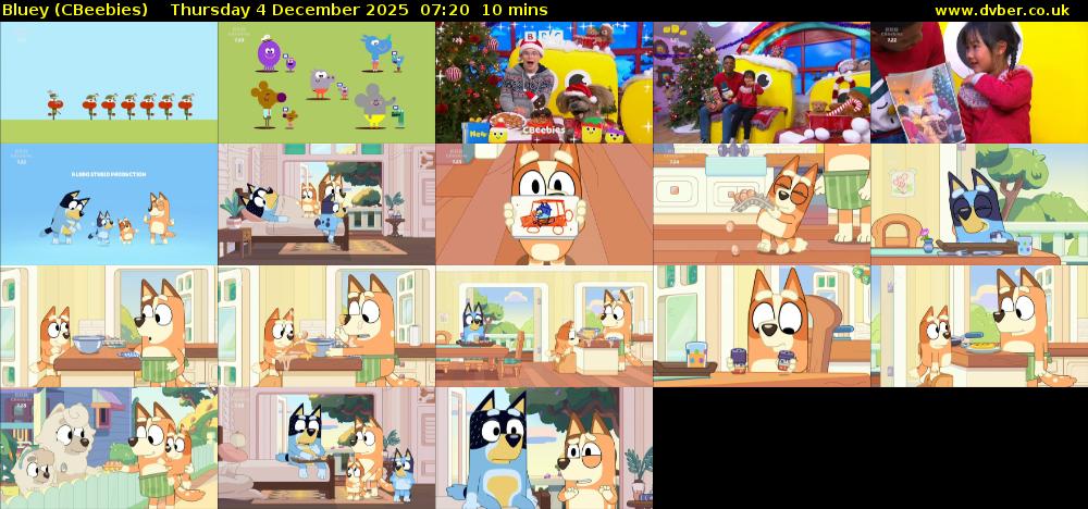Bluey (CBeebies) Thursday 4 December 2025 07:20 - 07:30