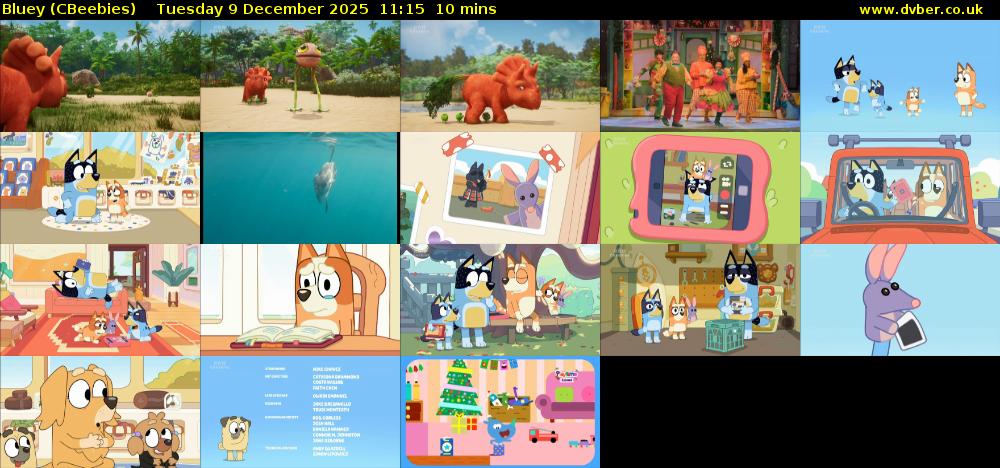 Bluey (CBeebies) Tuesday 9 December 2025 11:15 - 11:25