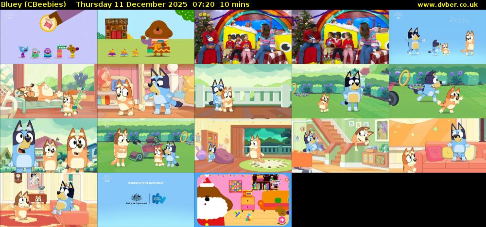 Bluey (CBeebies) Thursday 11 December 2025 07:20 - 07:30
