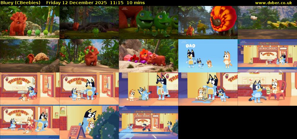 Bluey (CBeebies) Friday 12 December 2025 11:15 - 11:25
