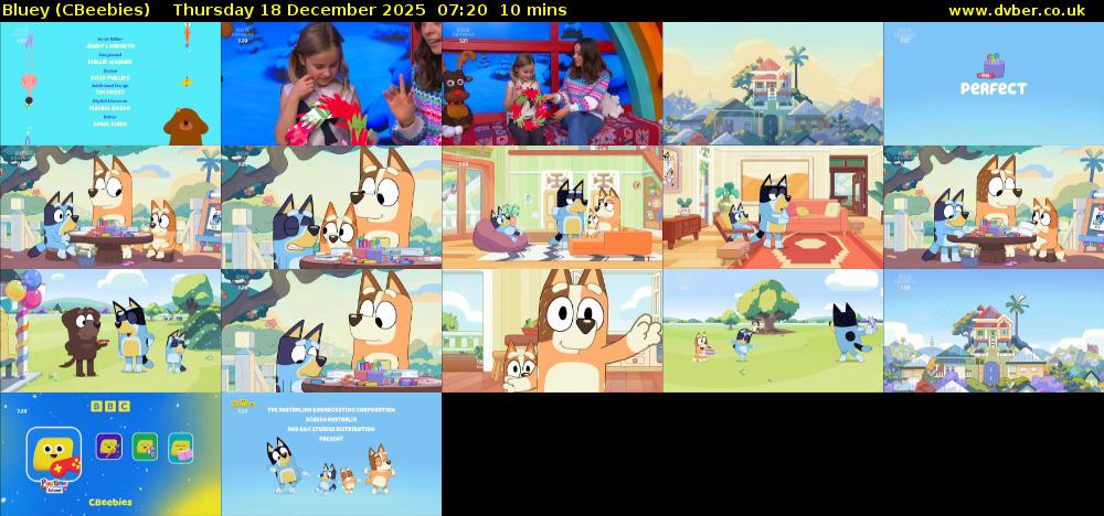 Bluey (CBeebies) Thursday 18 December 2025 07:20 - 07:30