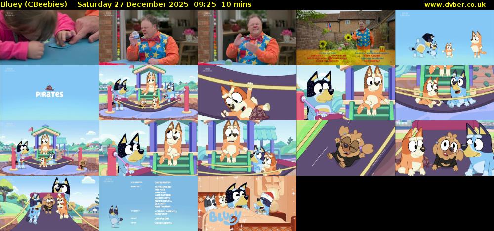 Bluey (CBeebies) Saturday 27 December 2025 09:25 - 09:35