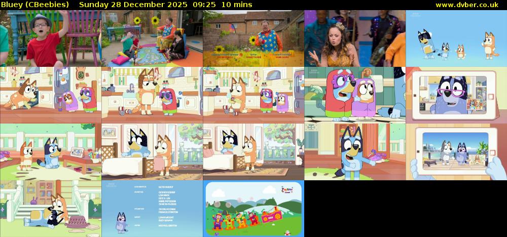 Bluey (CBeebies) Sunday 28 December 2025 09:25 - 09:35
