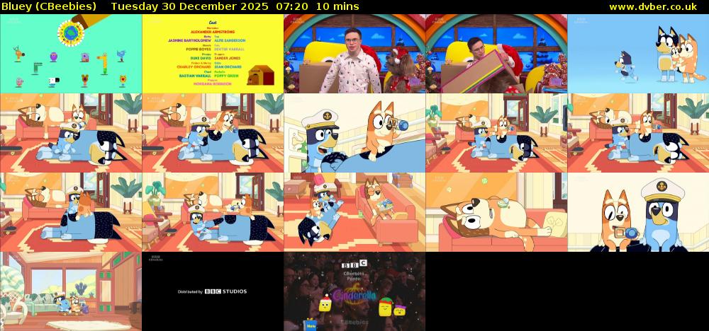 Bluey (CBeebies) Tuesday 30 December 2025 07:20 - 07:30