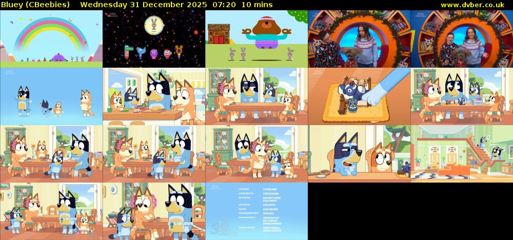 Bluey (CBeebies) Wednesday 31 December 2025 07:20 - 07:30