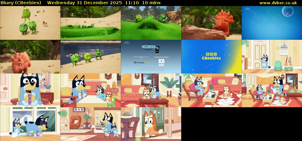 Bluey (CBeebies) Wednesday 31 December 2025 11:10 - 11:20