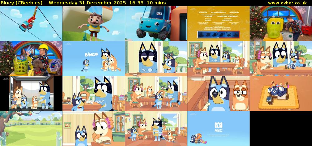 Bluey (CBeebies) Wednesday 31 December 2025 16:35 - 16:45