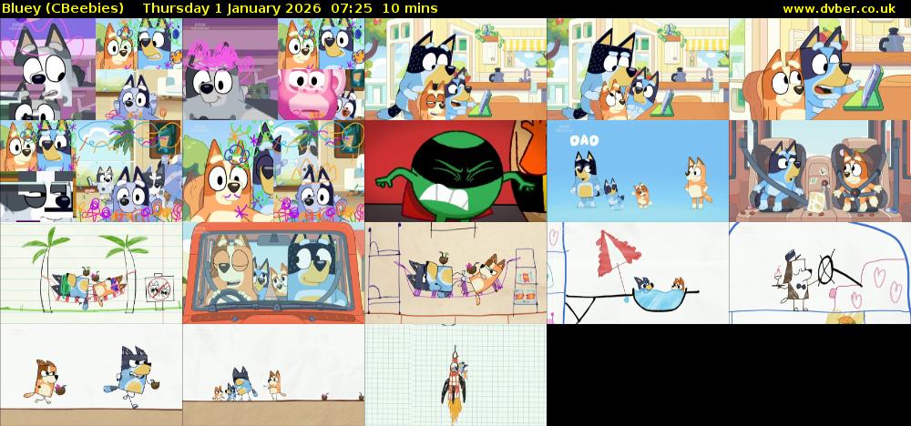 Bluey (CBeebies) Thursday 1 January 2026 07:25 - 07:35