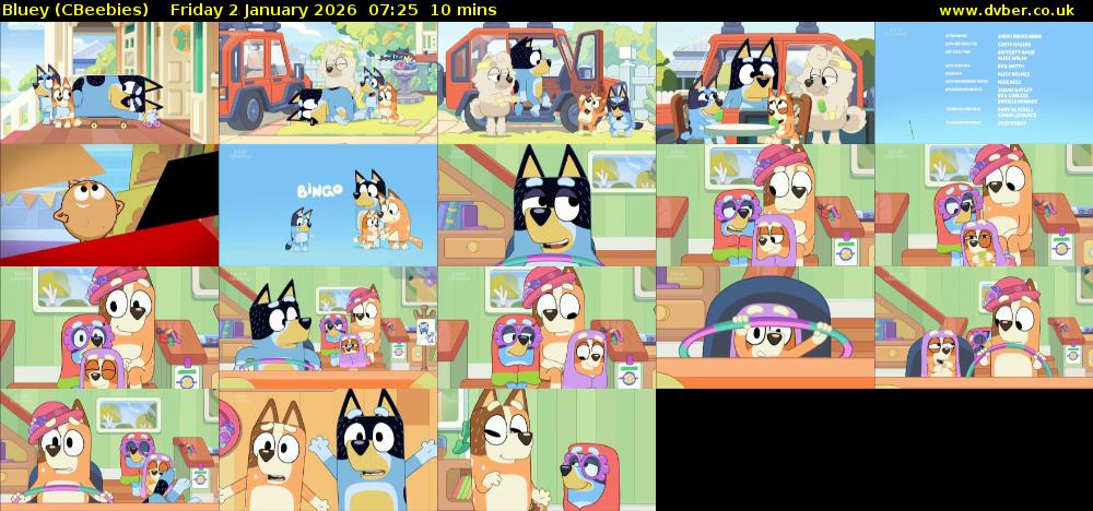 Bluey (CBeebies) Friday 2 January 2026 07:25 - 07:35