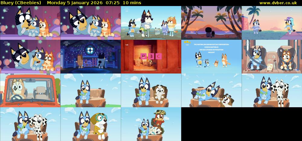 Bluey (CBeebies) Monday 5 January 2026 07:25 - 07:35