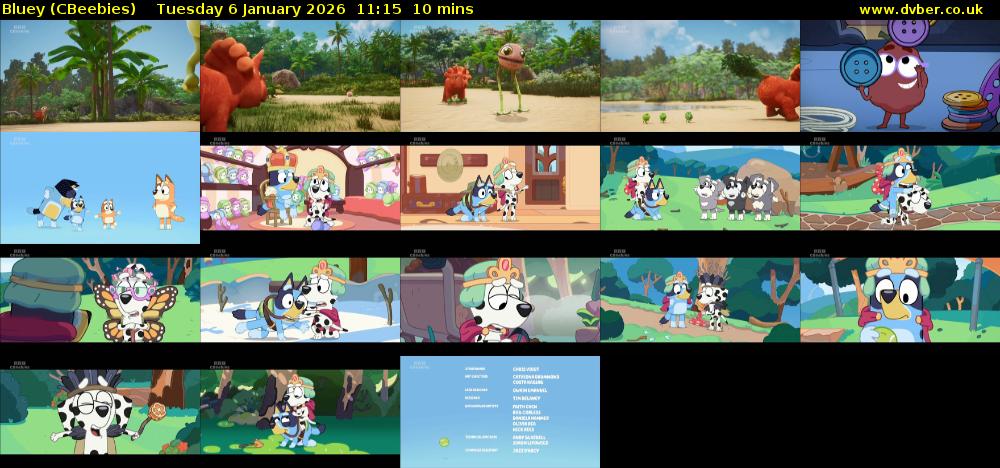 Bluey (CBeebies) Tuesday 6 January 2026 11:15 - 11:25