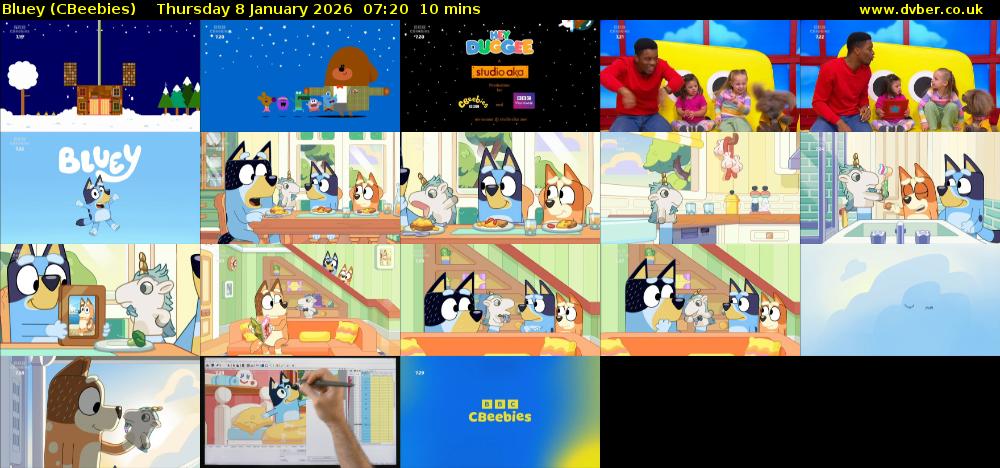 Bluey (CBeebies) Thursday 8 January 2026 07:20 - 07:30