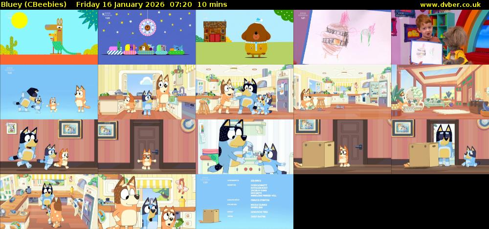 Bluey (CBeebies) Friday 16 January 2026 07:20 - 07:30