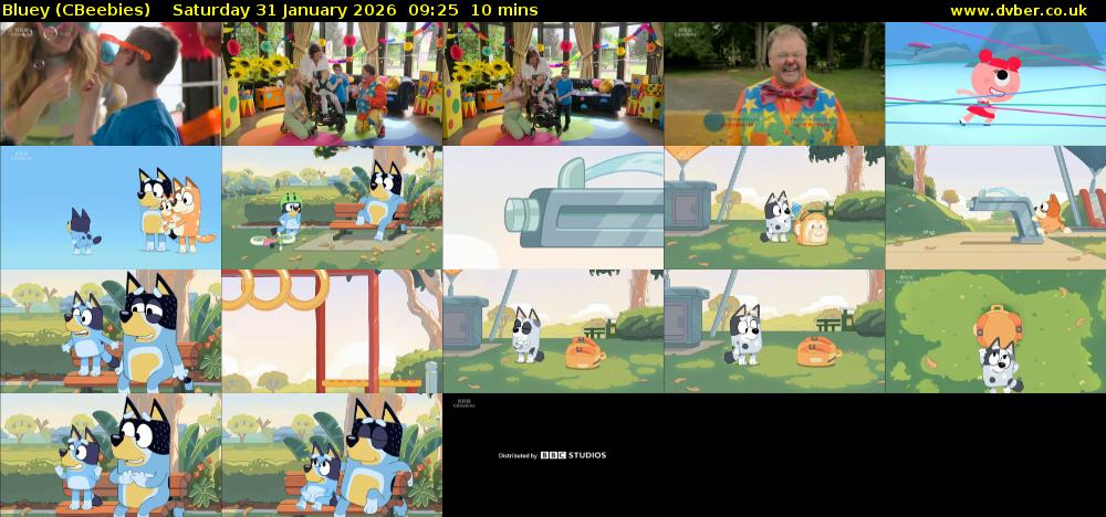 Bluey (CBeebies) Saturday 31 January 2026 09:25 - 09:35