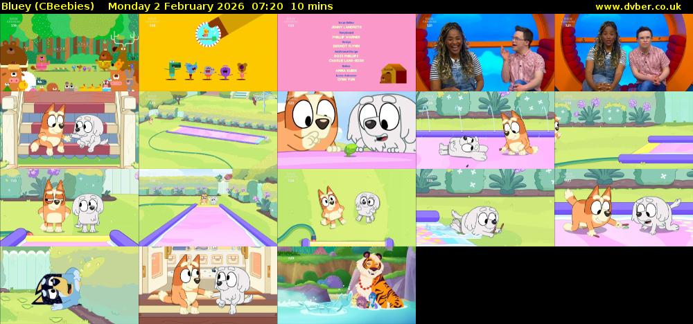 Bluey (CBeebies) Monday 2 February 2026 07:20 - 07:30