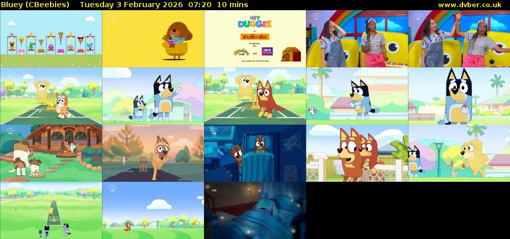 Bluey (CBeebies) Tuesday 3 February 2026 07:20 - 07:30