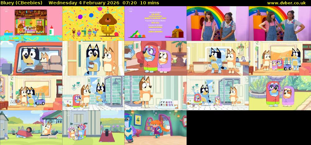 Bluey (CBeebies) Wednesday 4 February 2026 07:20 - 07:30