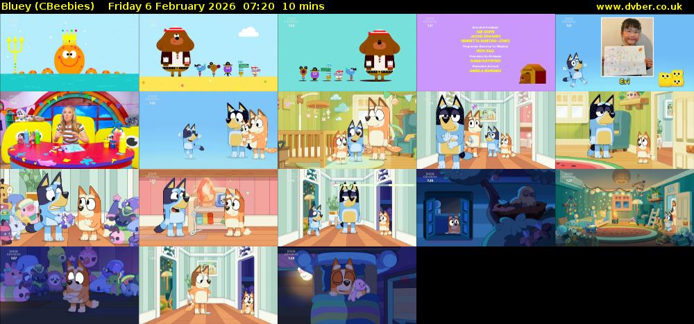 Bluey (CBeebies) Friday 6 February 2026 07:20 - 07:30