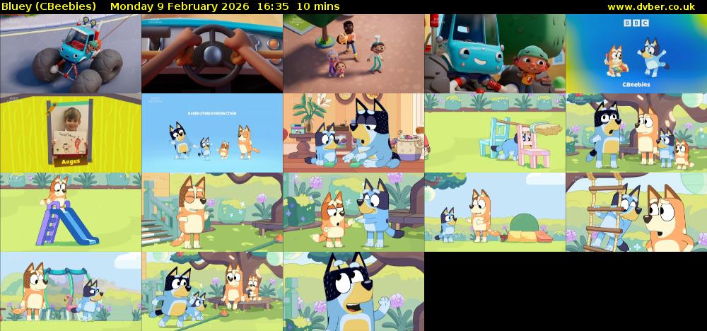 Bluey (CBeebies) Monday 9 February 2026 16:35 - 16:45