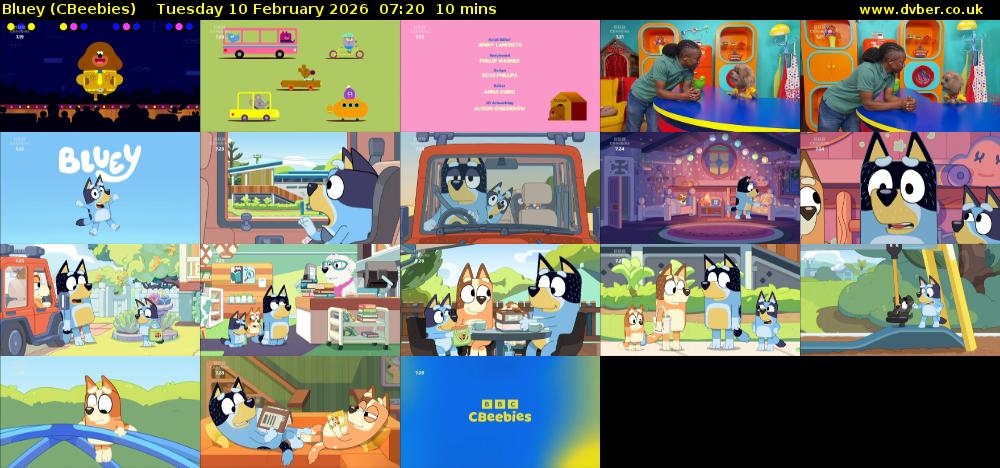 Bluey (CBeebies) Tuesday 10 February 2026 07:20 - 07:30