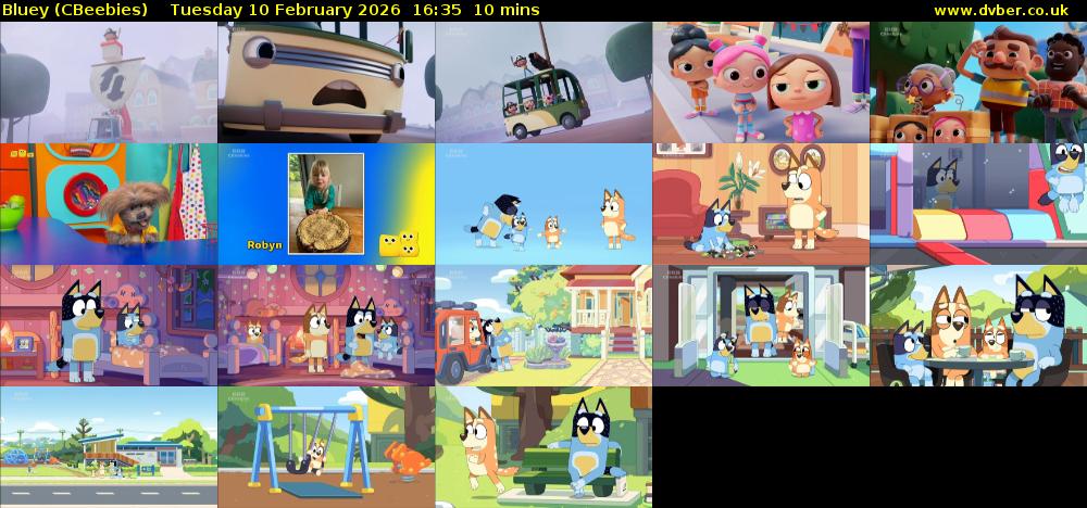 Bluey (CBeebies) Tuesday 10 February 2026 16:35 - 16:45