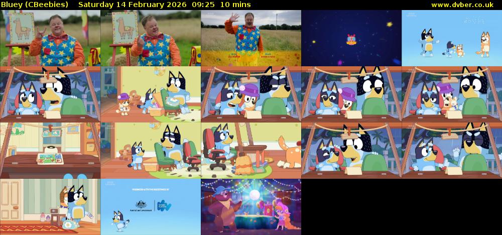 Bluey (CBeebies) Saturday 14 February 2026 09:25 - 09:35