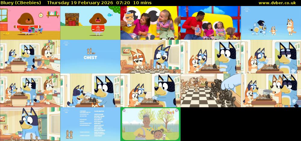 Bluey (CBeebies) Thursday 19 February 2026 07:20 - 07:30