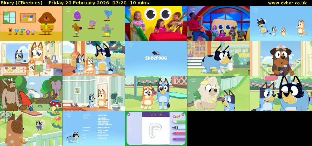 Bluey (CBeebies) Friday 20 February 2026 07:20 - 07:30