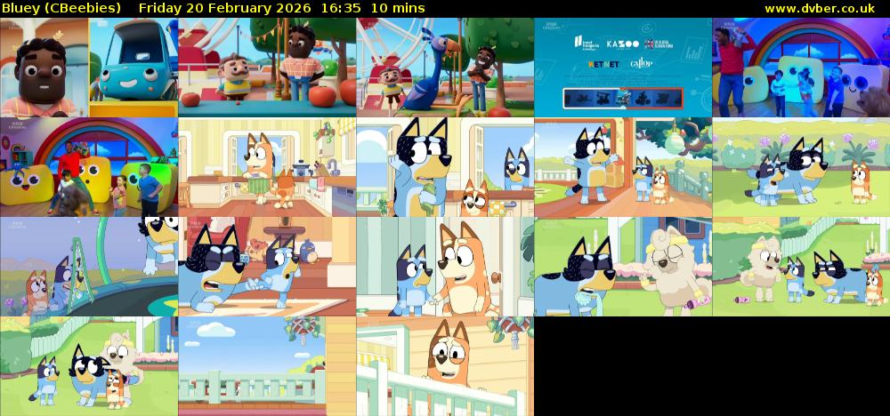Bluey (CBeebies) Friday 20 February 2026 16:35 - 16:45