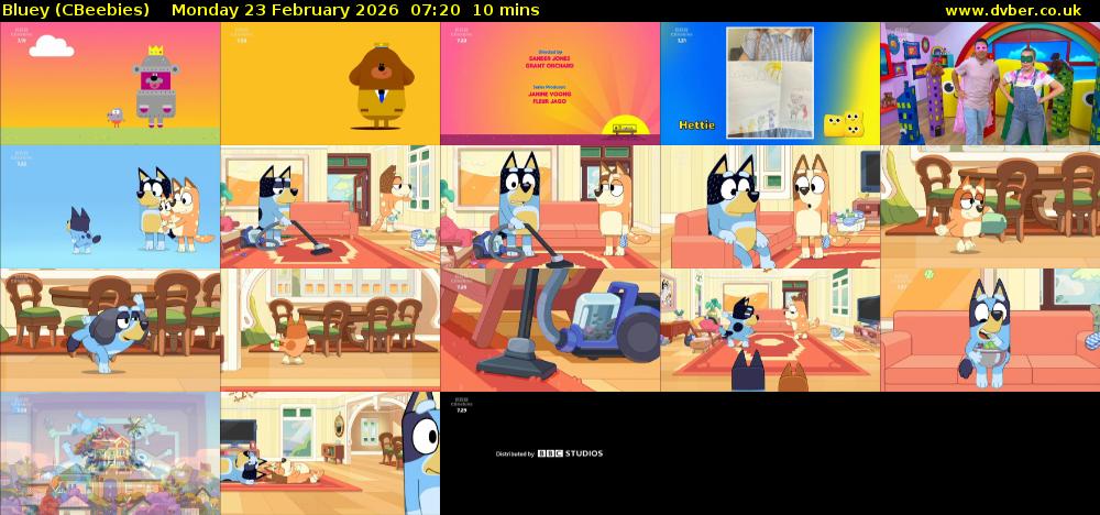 Bluey (CBeebies) Monday 23 February 2026 07:20 - 07:30