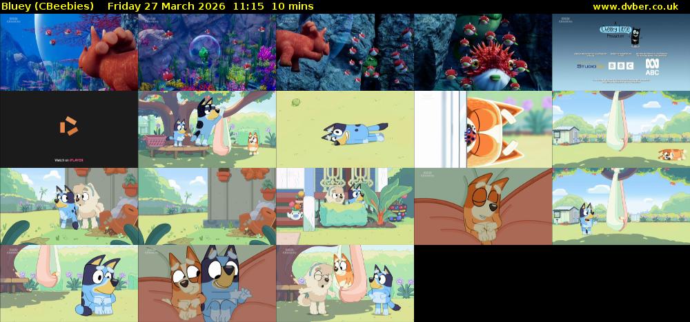 Bluey (CBeebies) Friday 27 March 2026 11:15 - 11:25