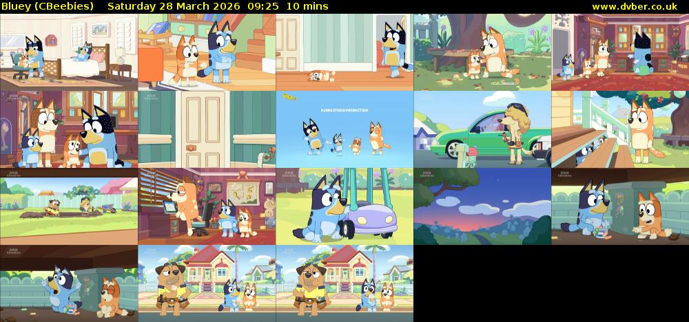 Bluey (CBeebies) Saturday 28 March 2026 09:25 - 09:35