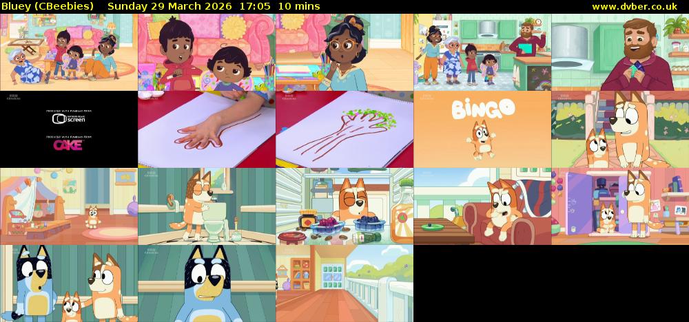 Bluey (CBeebies) Sunday 29 March 2026 17:05 - 17:15