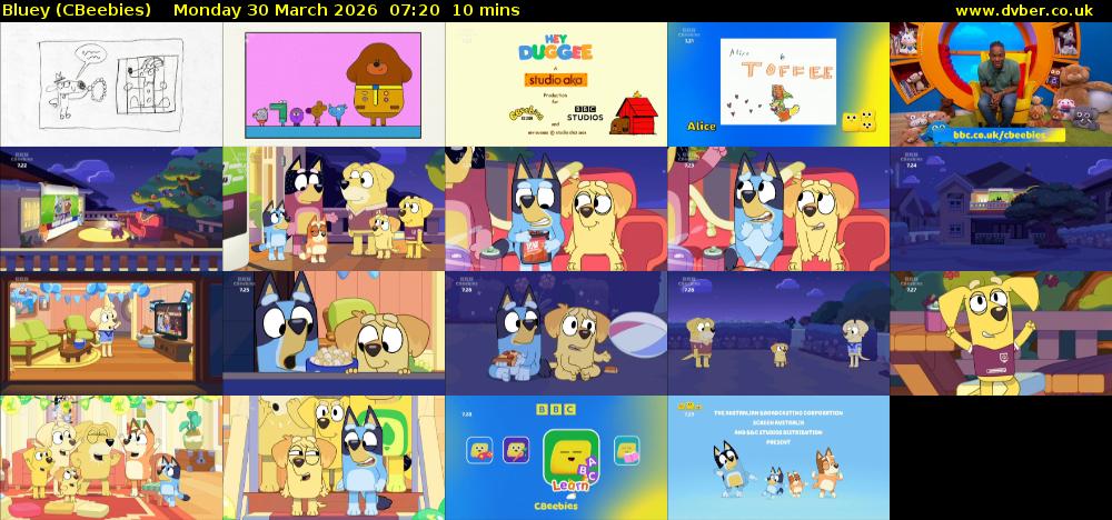 Bluey (CBeebies) Monday 30 March 2026 07:20 - 07:30
