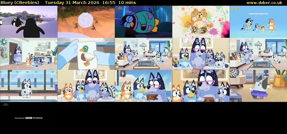Bluey (CBeebies) Tuesday 31 March 2026 16:55 - 17:05