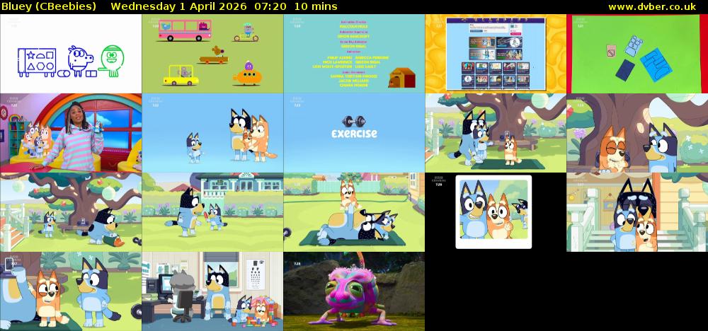 Bluey (CBeebies) Wednesday 1 April 2026 07:20 - 07:30
