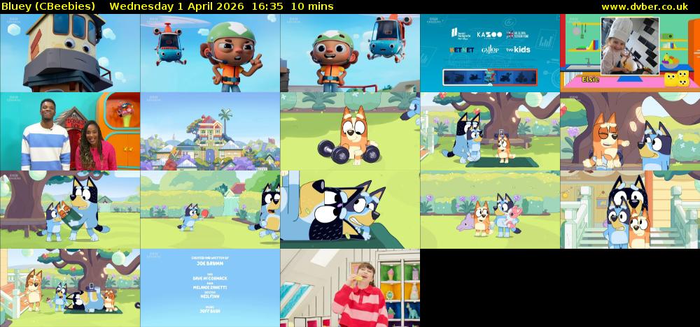 Bluey (CBeebies) Wednesday 1 April 2026 16:35 - 16:45