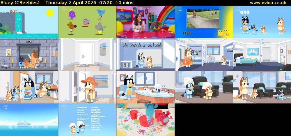 Bluey (CBeebies) Thursday 2 April 2026 07:20 - 07:30