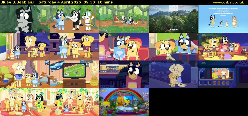 Bluey (CBeebies) Saturday 4 April 2026 09:30 - 09:40