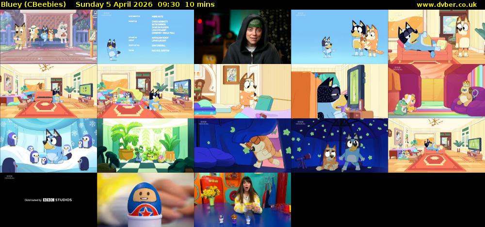 Bluey (CBeebies) Sunday 5 April 2026 09:30 - 09:40